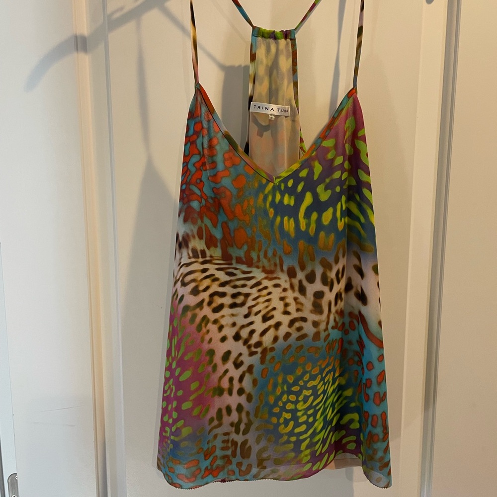Trina Turk colorful leopard spaghetti strap top